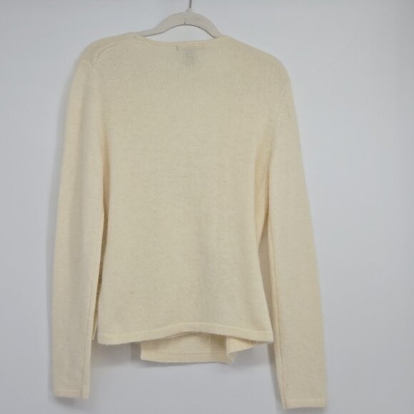 Kenar Ivory Cream Wrap Sweater with Bow Rabbit Hair Wool Blend Size Medium - Picture 6 of 8